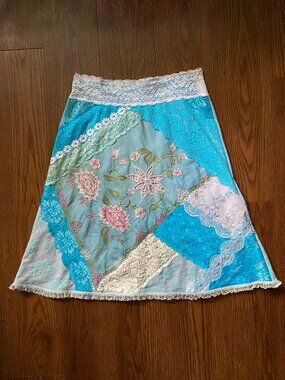 Marmilade Australia OOAK Vintage Lace Patchwork Mini Skirt S/M